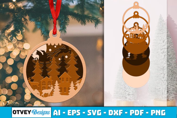Christmas Scene Ornaments Lasercut example image 1