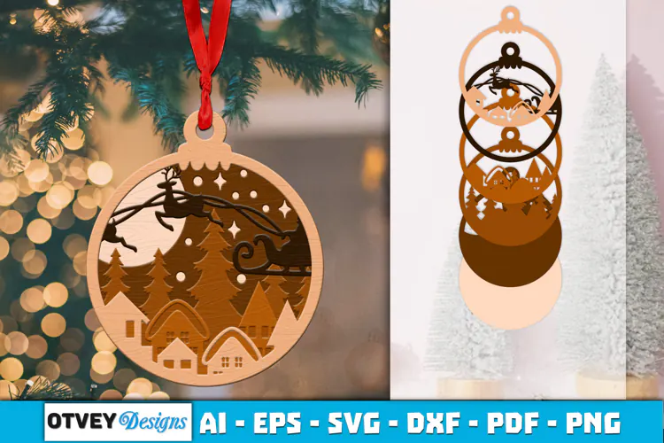 Christmas Scene Ornaments Lasercut
