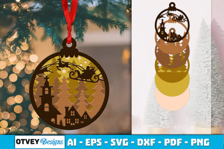 Christmas Scene Ornaments Lasercut
