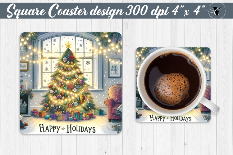 Square Coasters | Christmas sublimation example image 1