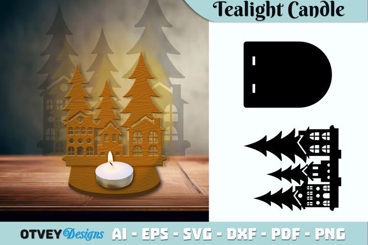 Christmas Scene Tealight Candle Holder Lasercut