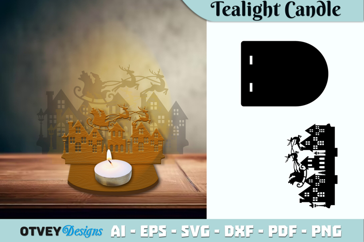 Christmas Scene Tealight Candle Holder Lasercut