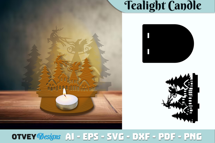 Christmas Scene Tealight Candle Holder Lasercut