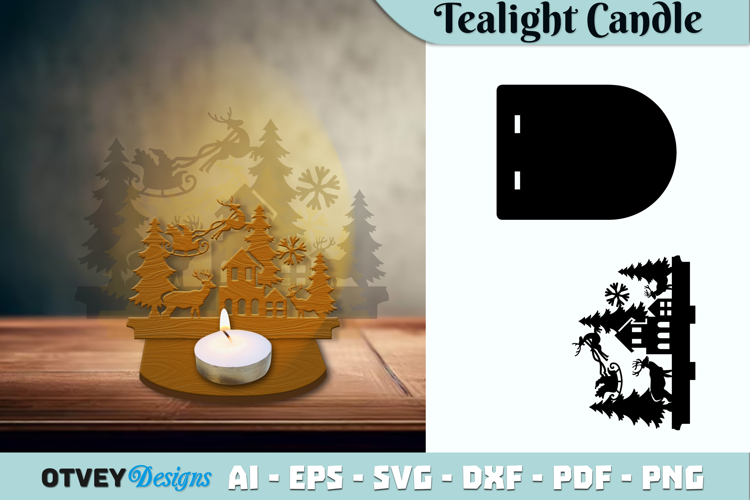 Christmas Scene Tealight Candle Holder Lasercut