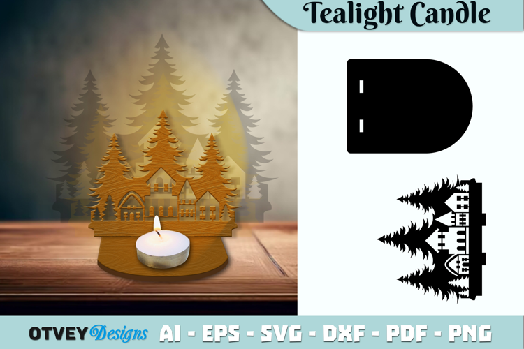 Christmas Scene Tealight Candle Holder Lasercut