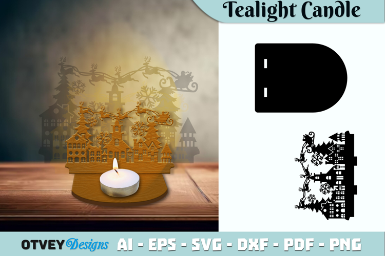 Christmas Scene Tealight Candle Holder Lasercut