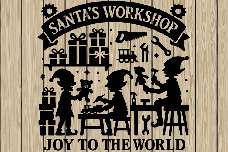 Christmas scene stencil silhouette SVG