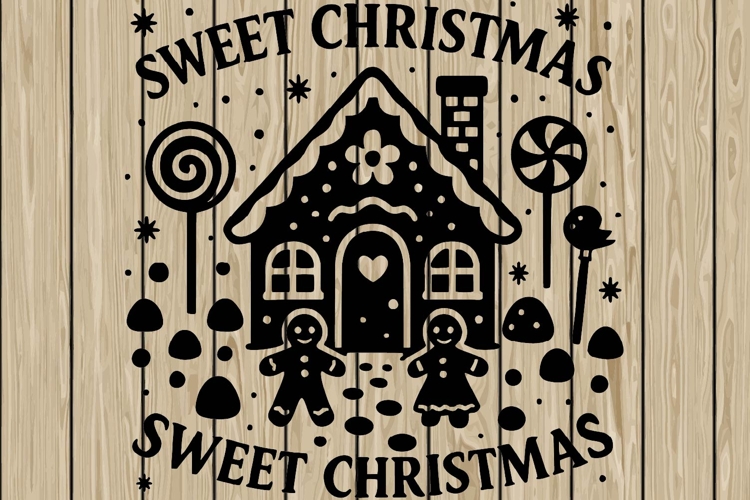 Christmas scene stencil silhouette SVG