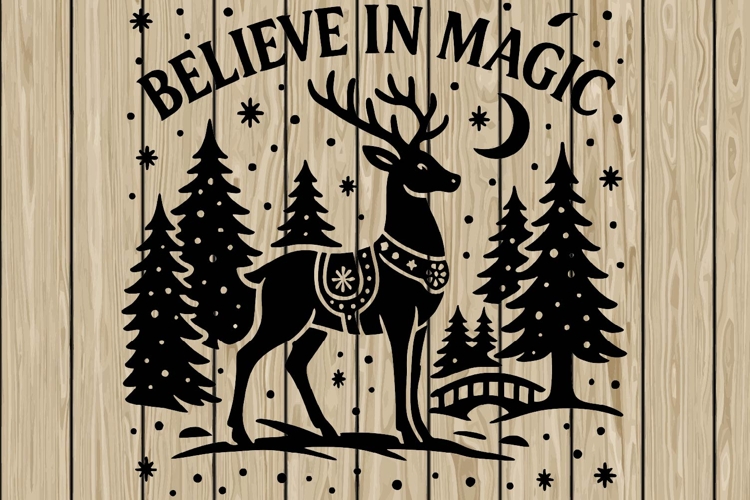 Christmas scene stencil silhouette SVG