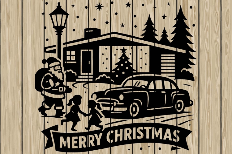 Christmas Star Clipart Black and White Image 6