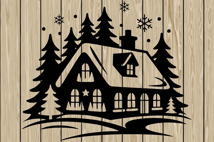 Christmas scene stencil silhouette SVG