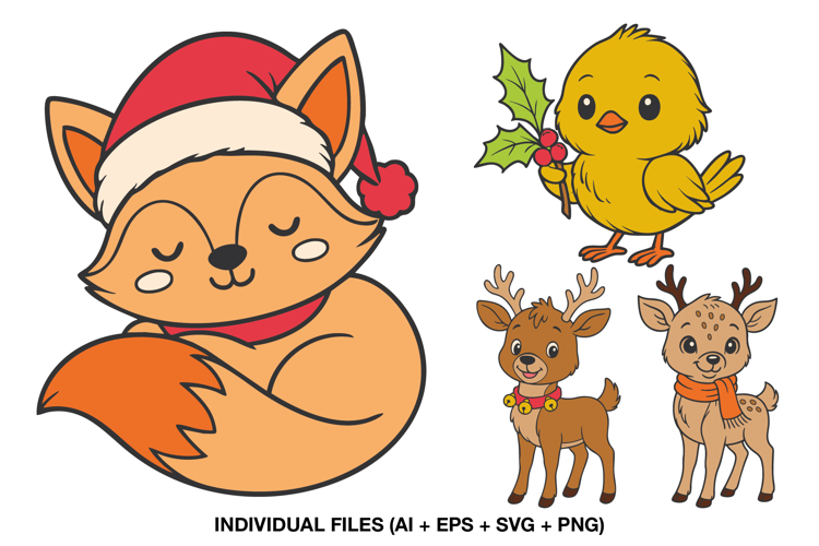 Christmas Scrapbook Clipart, December Daily Animal PNG SVG