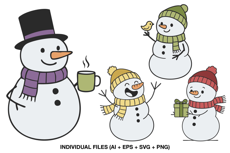 Christmas Scrapbook Clipart, Snowman Winter Graphics