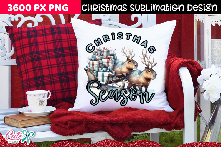 Capybara Christmas Sublimation Design