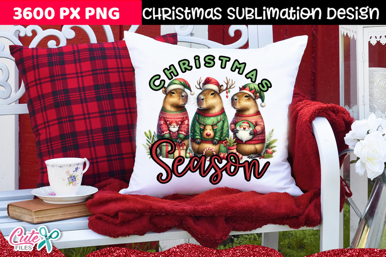 Christmas season | Capybara Christmas Sublimation Design