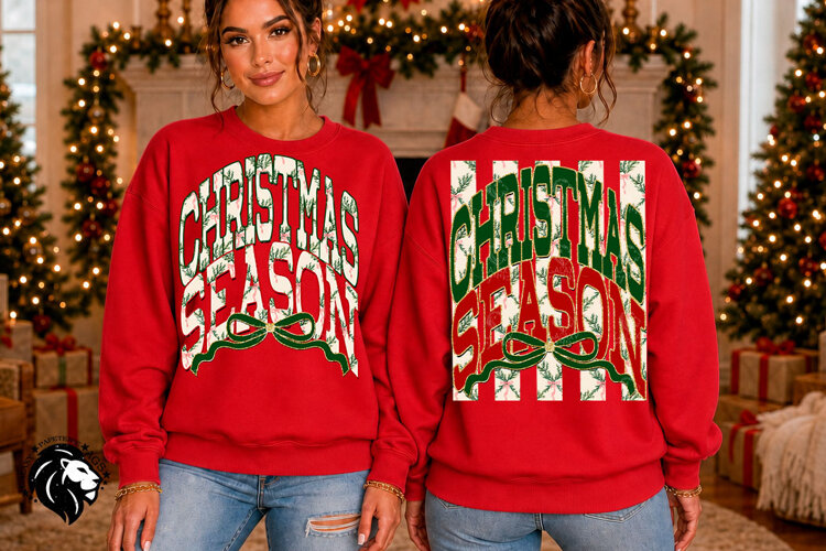 Christmas Season PNG | Retro Red Green Sublimation example image 1