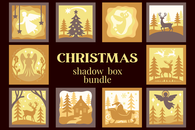 Christmas Shadow Boxes - 10 layered SVG items