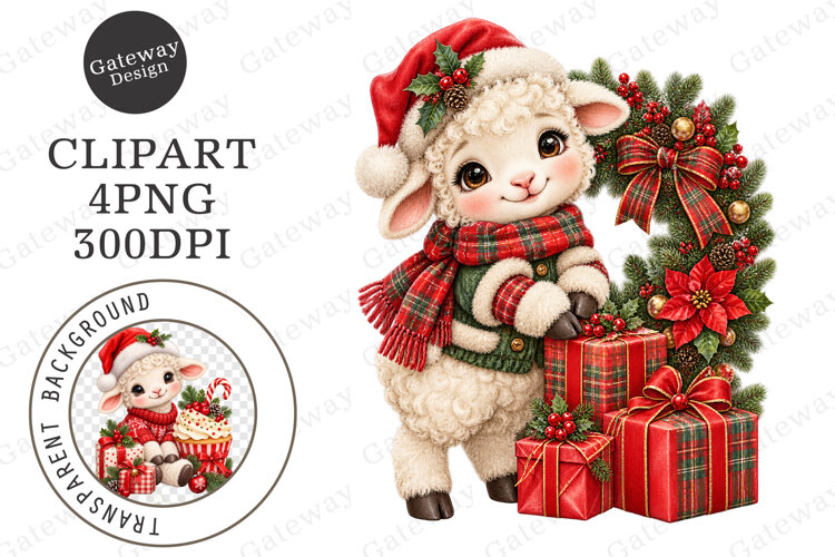 Christmas Sheep Clipart PNG example image 1