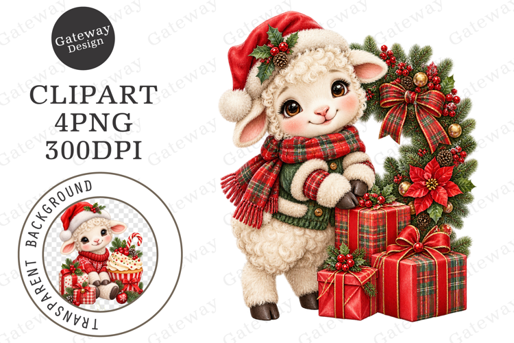 Christmas Sheep Clipart PNG