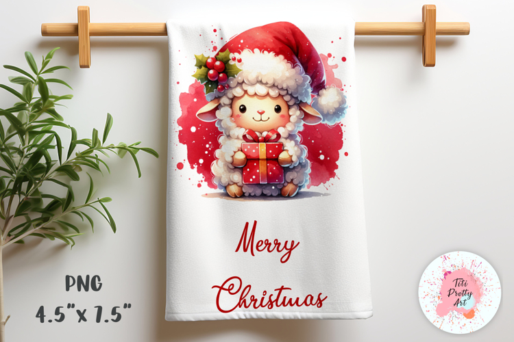 Christmas Sheep Kitchen Towel Sublimation Design PNG