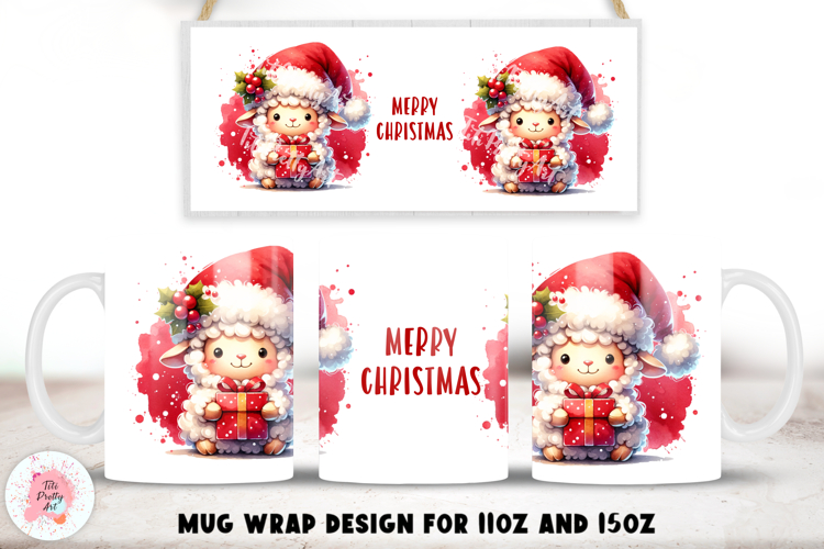 Christmas Sheep Mug Wrap Sublimation For 11oz and 15oz