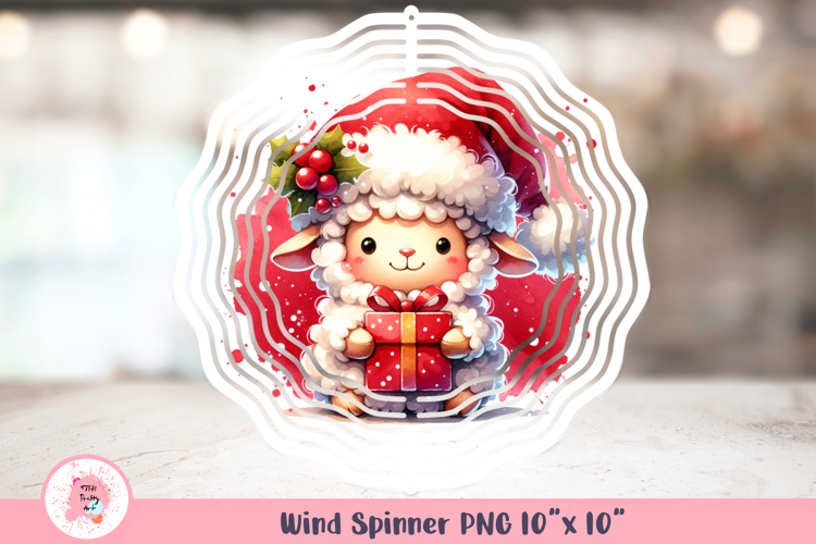 Christmas Sheep Wind Spinner Sublimation Png