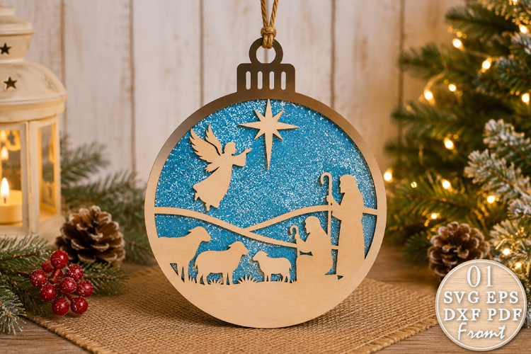 Christmas Shepherd Ornament SVG Laser Cut