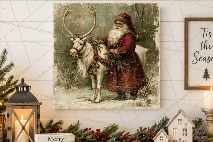 Vintage Santa Christmas Signs PNG, Nostalgic Winter Village example image 1