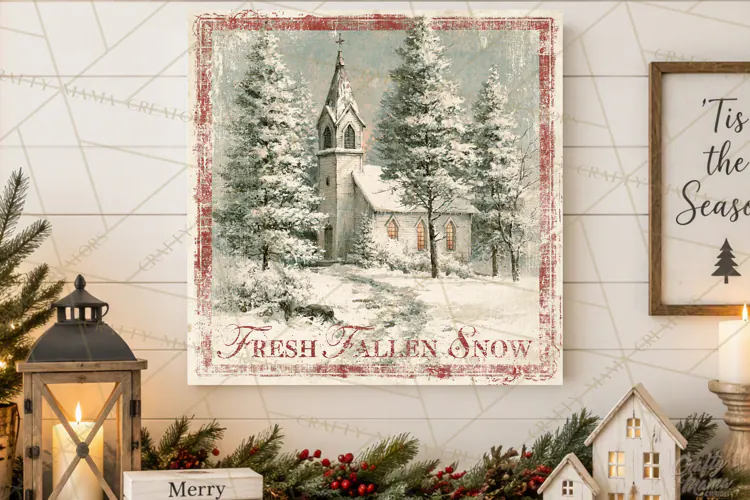 Snowy Farmhouse Winter Decor, Rustic Winter Signs PNG