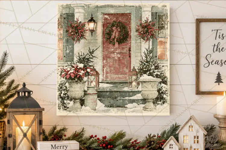 Snowy Farmhouse Winter Decor, Rustic Winter Signs PNG