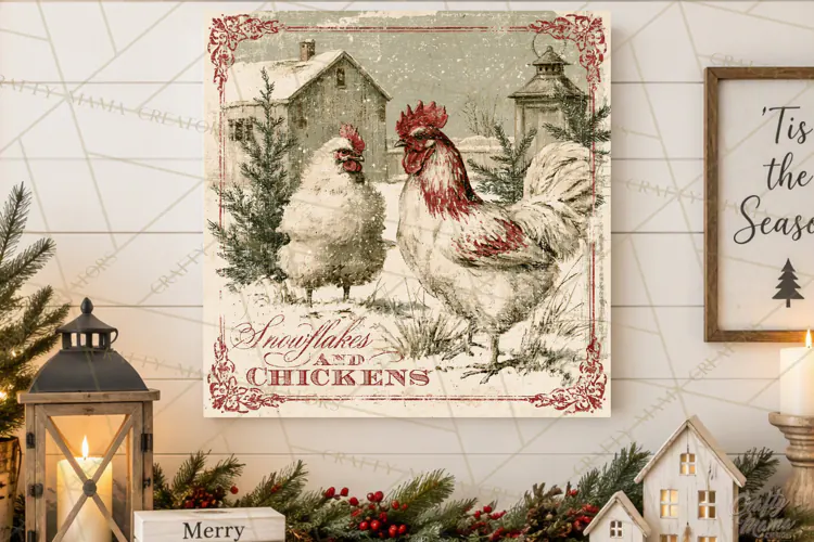 Snowy Farmhouse Winter Decor, Rustic Winter Signs PNG