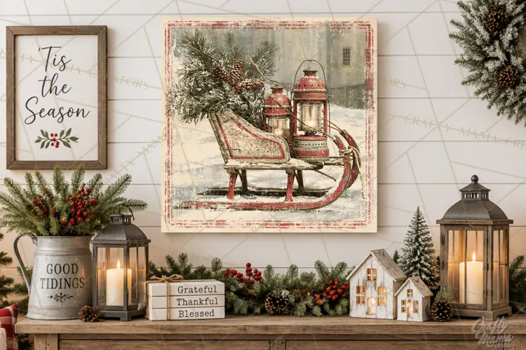Snowy Farmhouse Winter Decor, Rustic Winter Signs PNG