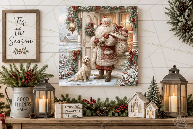 Christmas Farm Scene Sublimation, Vintage Farmhouse Png