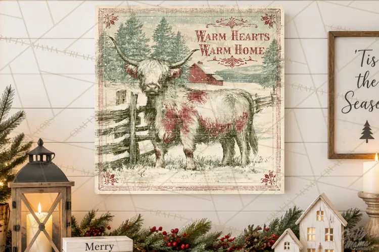 Snowy Farmhouse Winter Decor, Rustic Winter Signs PNG