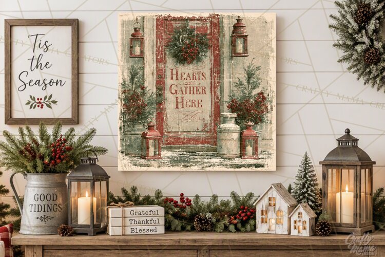 Snowy Farmhouse Winter Decor, Rustic Winter Signs PNG example image 1