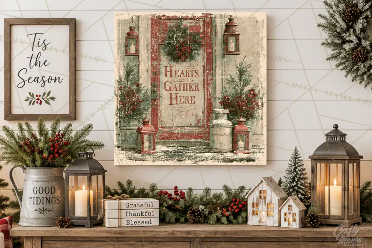 Snowy Farmhouse Winter Decor, Rustic Winter Signs PNG