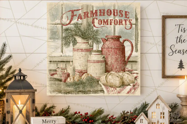 Snowy Farmhouse Winter Decor, Rustic Winter Signs PNG