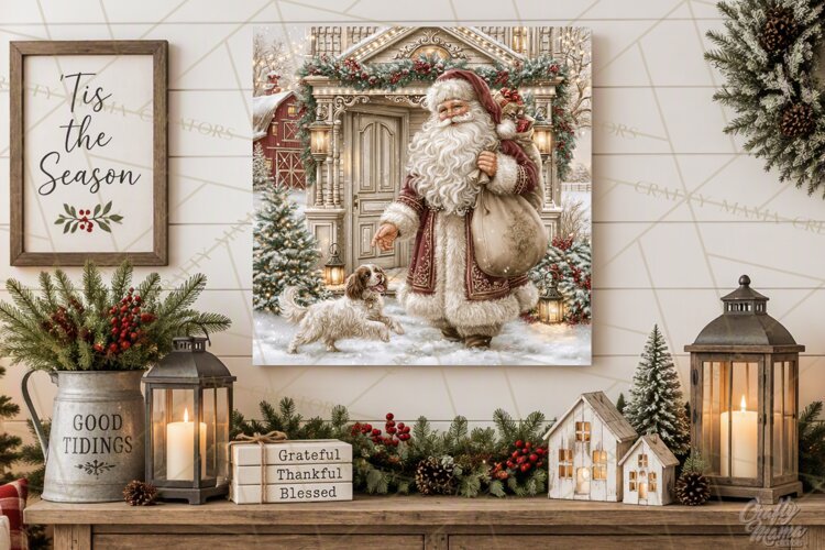 Christmas Farm Scene Sublimation, Vintage Farmhouse Png example image 1