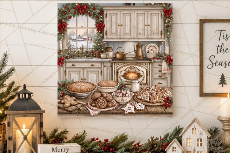 Christmas Farm Scene Sublimation, Vintage Farmhouse Png example image 1