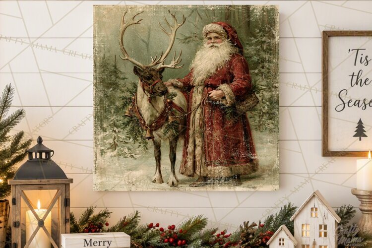 Vintage Santa Christmas Signs PNG, Nostalgic Winter Village example image 1