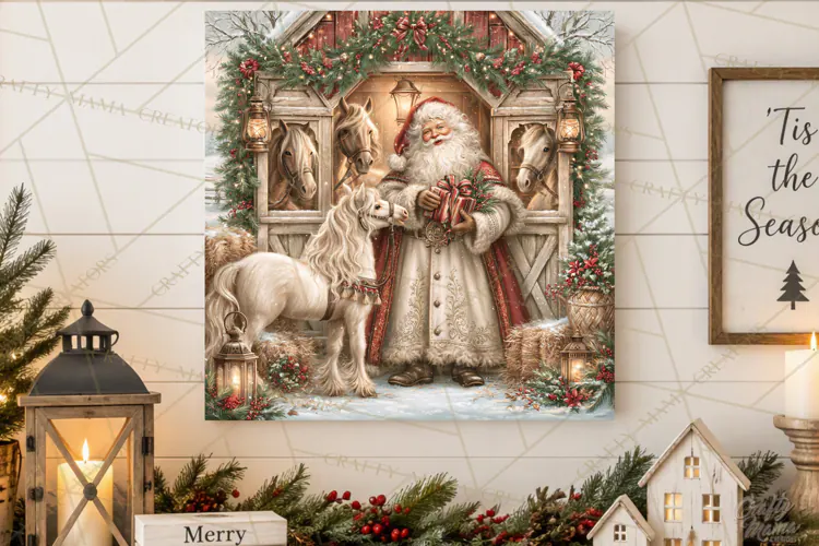 Christmas Farm Scene Sublimation, Vintage Farmhouse Png