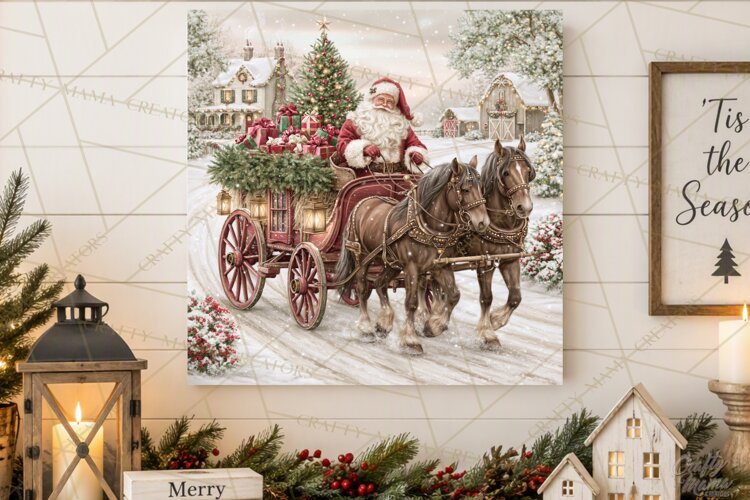 Christmas Farm Scene Sublimation, Vintage Farmhouse Png example image 1