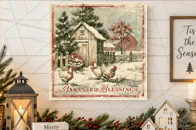 Snowy Farmhouse Winter Decor, Rustic Winter Signs PNG
