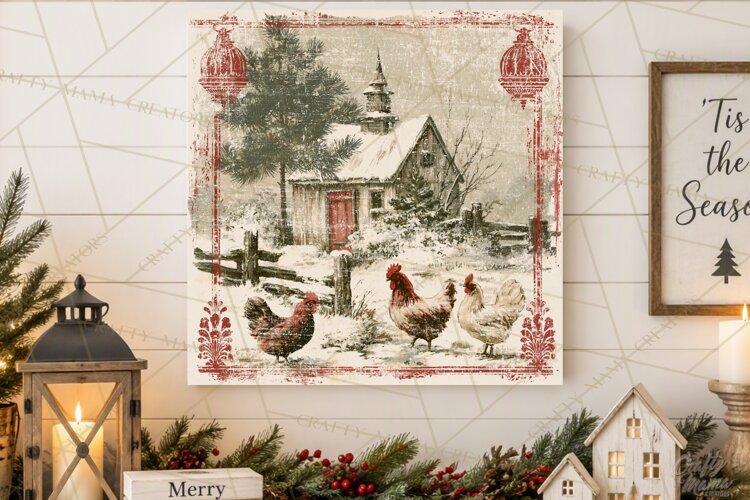 Snowy Farmhouse Winter Decor, Rustic Winter Signs PNG example image 1