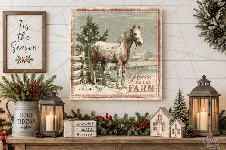 Snowy Farmhouse Winter Decor, Rustic Winter Signs PNG example image 1