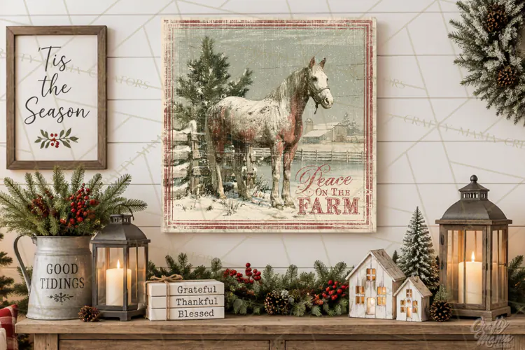Snowy Farmhouse Winter Decor, Rustic Winter Signs PNG