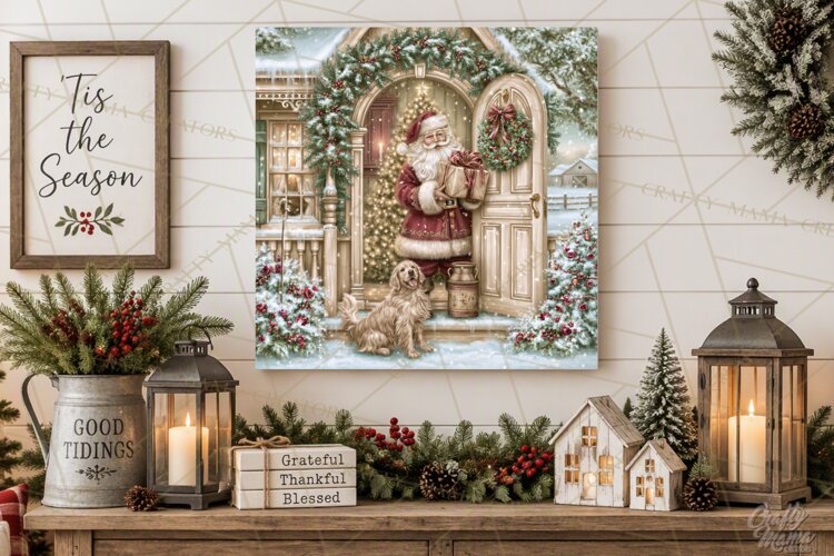 Christmas Farm Scene Sublimation, Vintage Farmhouse Png example image 1