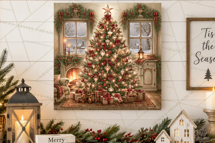Christmas Farm Scene Sublimation, Vintage Farmhouse Png
