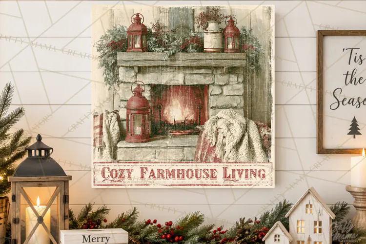 Snowy Farmhouse Winter Decor, Rustic Winter Signs PNG