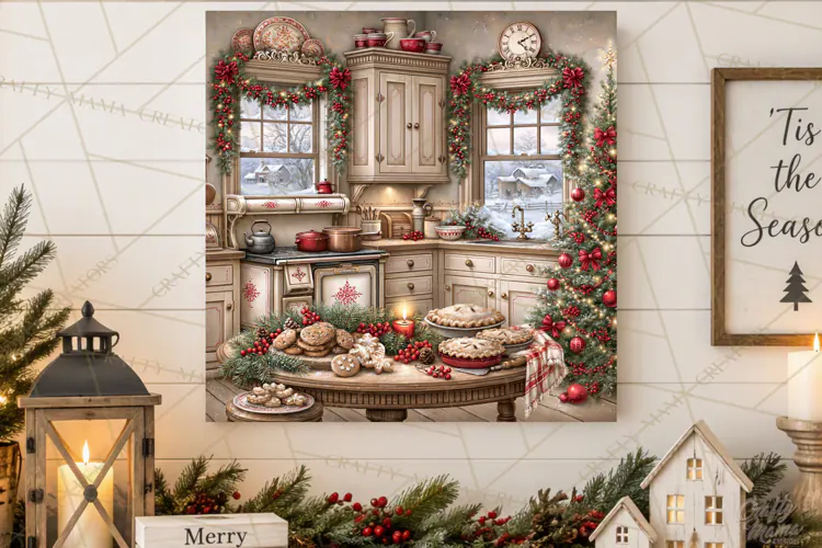 Christmas Farm Scene Sublimation, Vintage Farmhouse Png